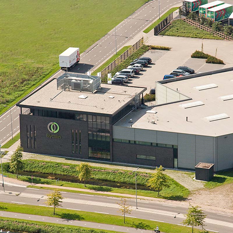 Luchtfoto van het pand van Blycolin in Zaltbommel